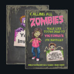 Girl Zombie Birthday Party Invitations<br><div class="desc">Super fun Zombie birthday party invitations with three zombies,  grungy background and back.
Great for a Girl's sleepover,  halloween party,  or any occasion that includes scary zombies!</div>