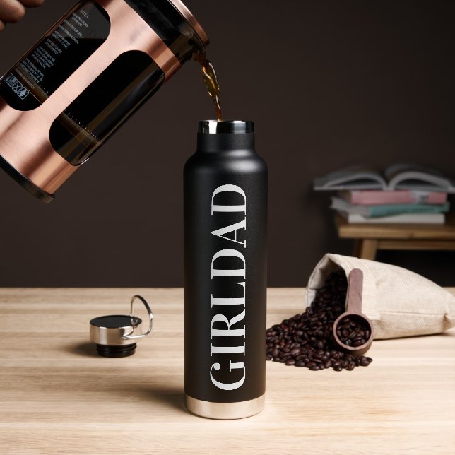 Girldad Trendy Typography Father's Day Fun Water Bottle (Coffee)