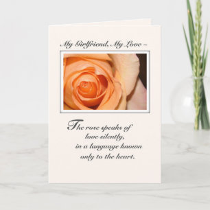 Girlfriend, Anniversary Love Orange Rose Card