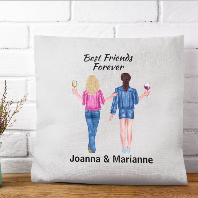 Girlfriend Best Friends Blonde Brunette Wine Lover Cushion (Creator Uploaded)