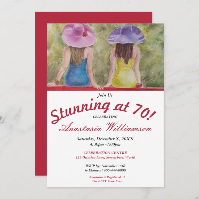 GIRLFRIEND BESTIES STUNNING AT 70 PARTY INVITATION (Front/Back)