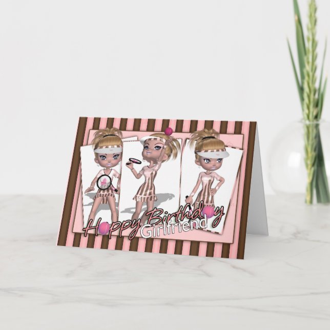 Girlfriend Birthday Card - Tennis (Front)