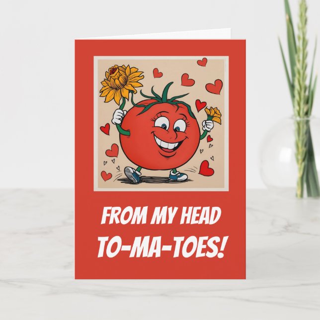 Girlfriend Cute Anniversary Tomato Pun Cartoon Card (Front)