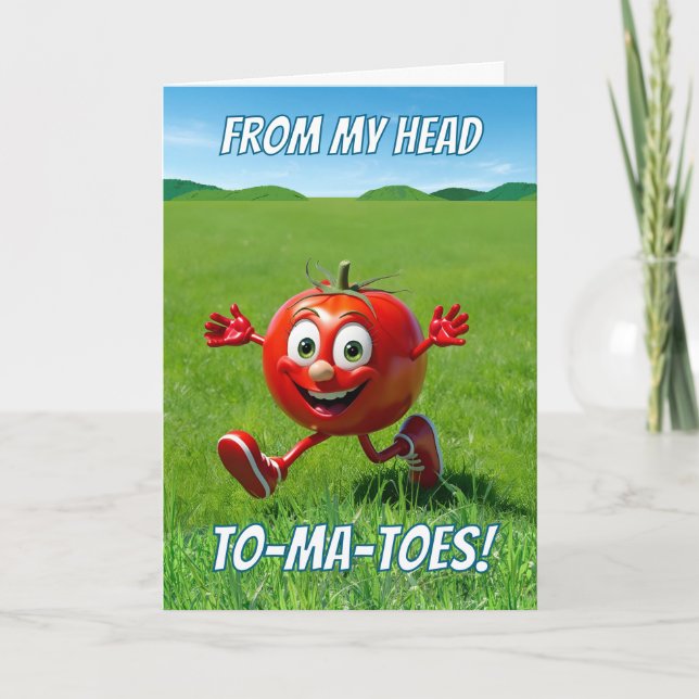 Girlfriend Cute Anniversary Tomato Pun Cartoon Card (Front)