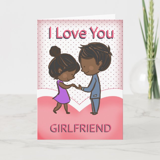Girlfriend, Cute Loving African American Couple Card (Front)
