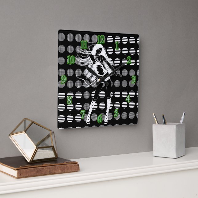 girlfriend dancer square wall clock (Office)