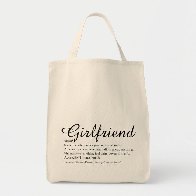 Girlfriend Definition Elegant Script Chic Tote Bag (Front)