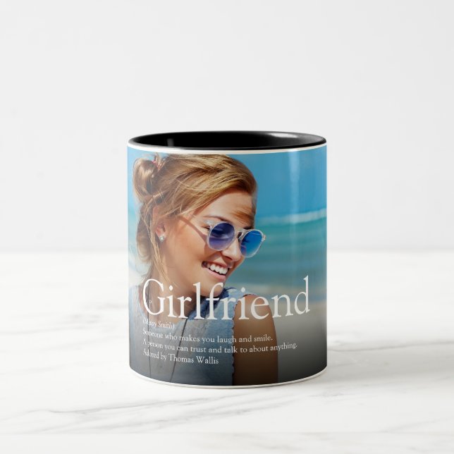 Girlfriend Definition Modern Fun Photo Two-Tone Coffee Mug (Center)