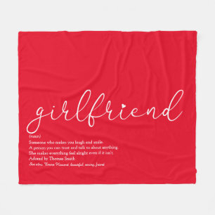 Girlfriend Definition Script Love Heart Red Fleece Blanket