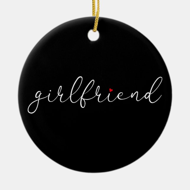 Girlfriend Definition Script Red Love Heart Ceramic Tree Decoration (Front)