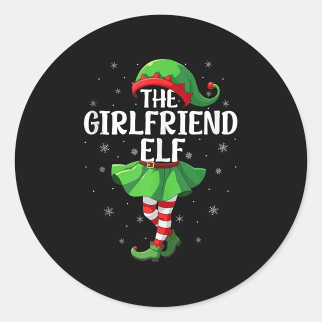 Girlfriend Elf Christmas Girls Women Elf Squad Xma Classic Round Sticker (Front)