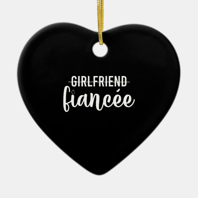Girlfriend Fiancee Engagement Party Gift Engaged Ceramic Tree Decoration (Front)