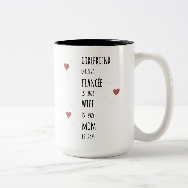 Girlfriend Fiancée Wife Mum Custom Dates Two-Tone Coffee Mug (Right)