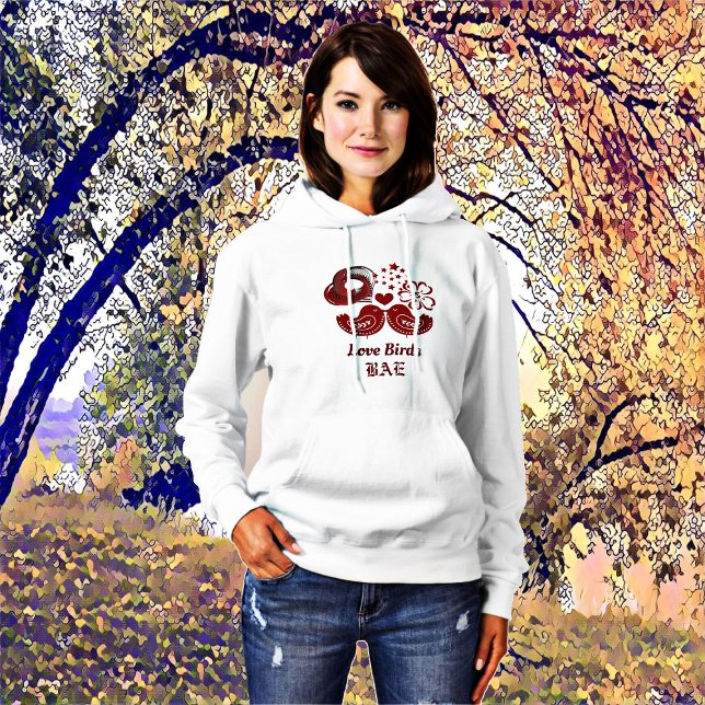 Girlfriend Love Birds BAE Sweetheart Classic Hoodie (For Her Love Birds Hearts BAE Personalized Hoodie)