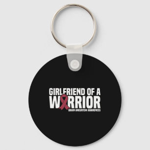 Girlfriend of a Warrior Brain Aneurysm Awareness Key Ring
