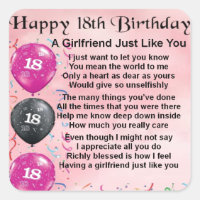 Girlfriend Poem - 18th Birthday