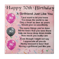 Girlfriend poem - 30th birthday design