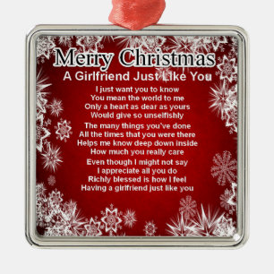 Girlfriend Poem - Christmas Design Metal Tree Decoration
