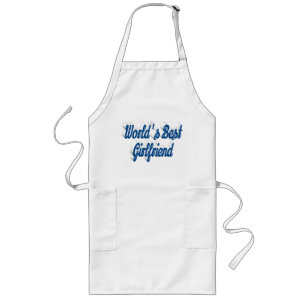 Girlfriend sea blue script long apron