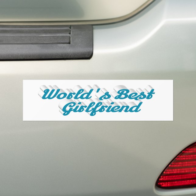 Girlfriend sky blue script bumper sticker (On Car)