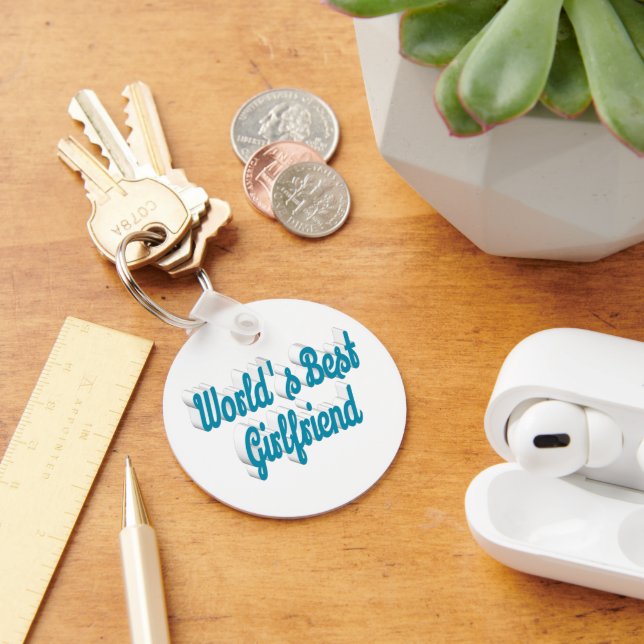 Girlfriend sky blue script   key ring (Desk)