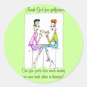 Girlfriend Therapy by Collene Kennedy Classic Round Sticker