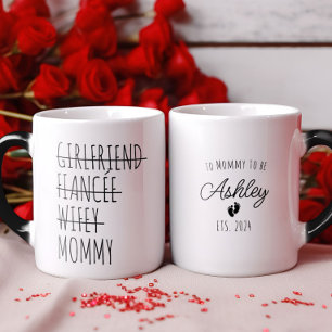 Girlfriend to Mummy Pregnancy Reveal Personalised Magic Mug