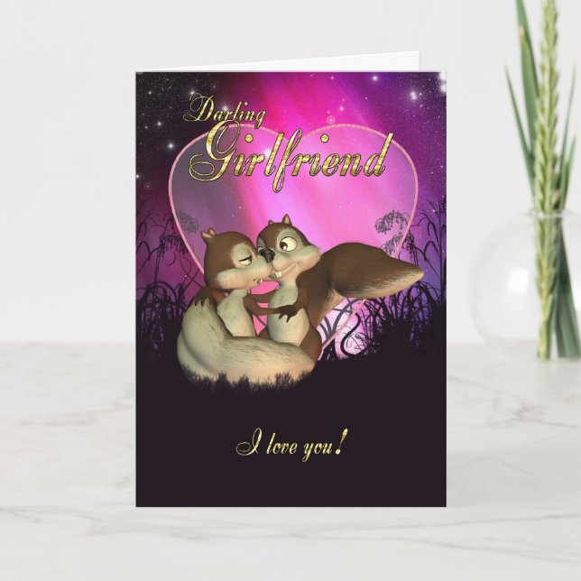 Girlfriend Valentine's Day Card With Cute Love Squ (Front)