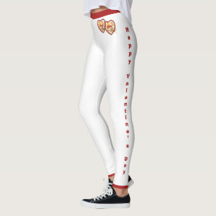 Girlfriend Wife Red Hearts Modern Valentines Day Leggings