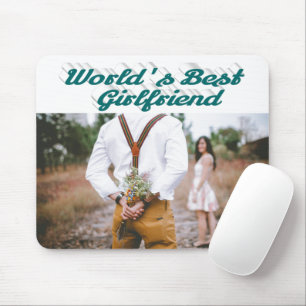 Girlfriend with green script photo mouse mat