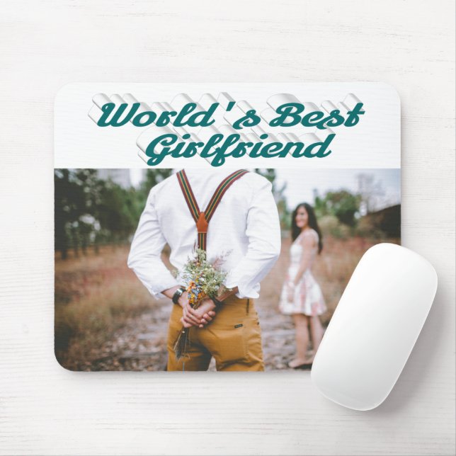 Girlfriend with green script photo mouse mat (With Mouse)
