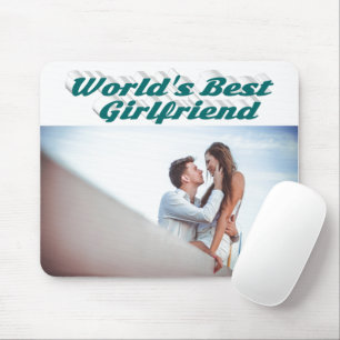 Girlfriend with green typography photo mouse mat
