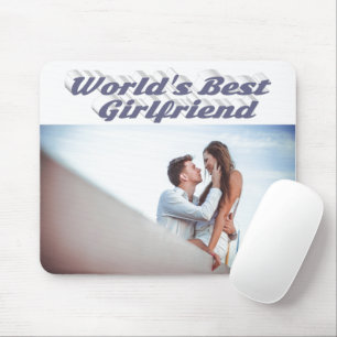 Girlfriend with grey typography photo mouse mat