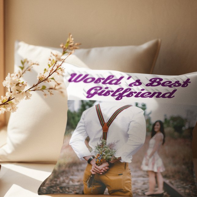 Girlfriend with purple script photo cushion (Creator Uploaded)