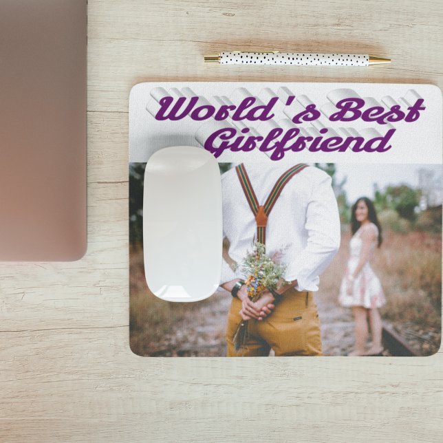 Girlfriend with purple script photo mouse mat (Creator Uploaded)