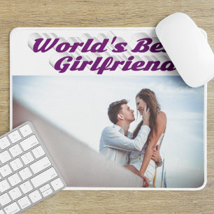 Girlfriend with purple typography photo mouse mat