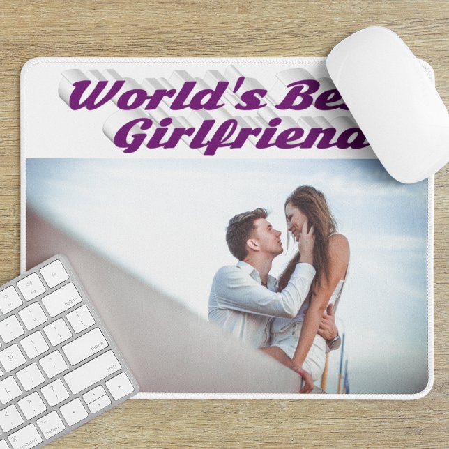 Girlfriend with purple typography photo mouse mat (Creator Uploaded)
