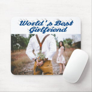 Girlfriend with sea blue script photo mouse mat