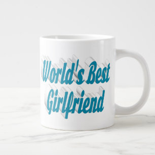 Girlfriend with sky blue half typography large coffee mug