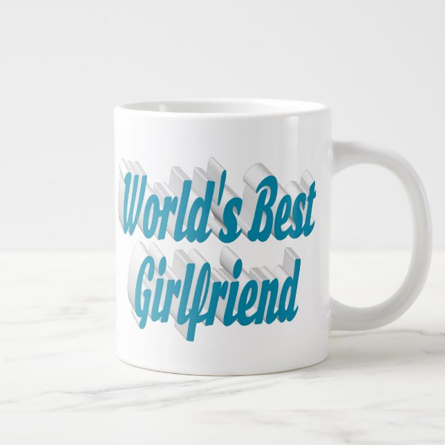 Girlfriend with sky blue half typography large coffee mug (Right)
