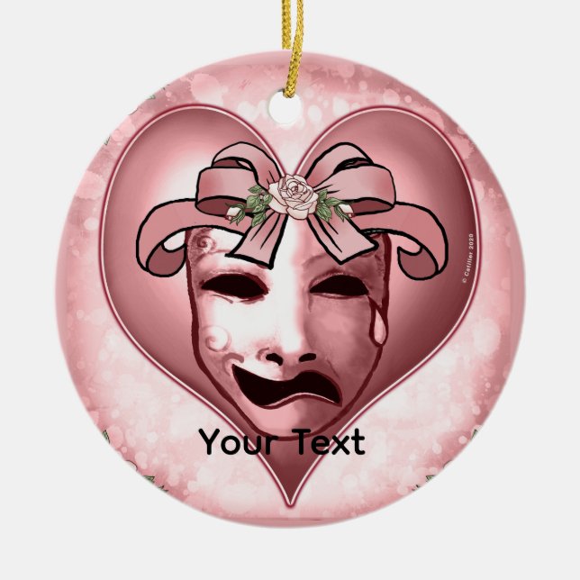Girlie Actor Mask  Ceramic Tree Decoration (Front)