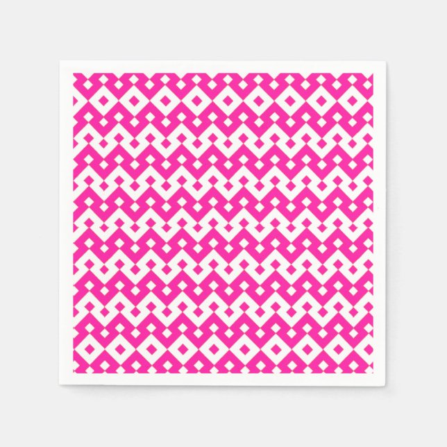 Girlie Candy Pink and White Paper Cocktail Napkins (Front)