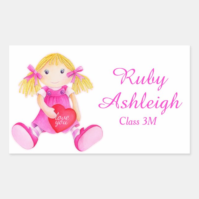 Girlie doll art kids school book stickers (Front)