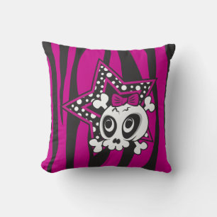 Girlie Emo Skull Cushion