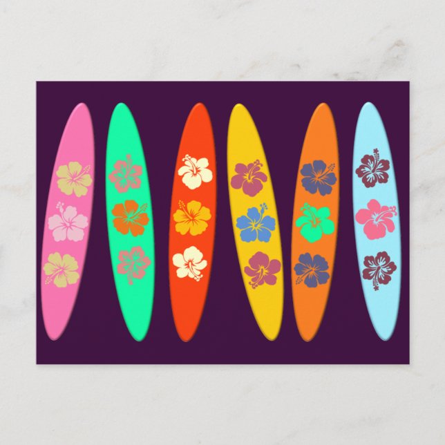 Girlie Flowered Surfboards Postcard (Front)