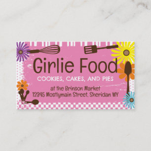 girlie flowers cooking baking culinary business... business card