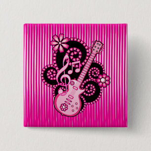 Girlie Guitar 15 Cm Square Badge