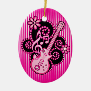 Girlie Guitar Ceramic Tree Decoration