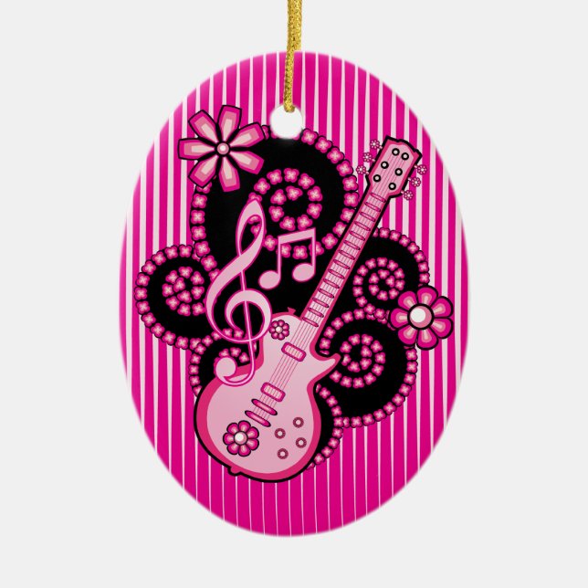 Girlie Guitar Ceramic Tree Decoration (Front)