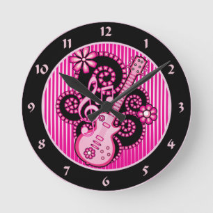 Girlie Guitar Round Clock